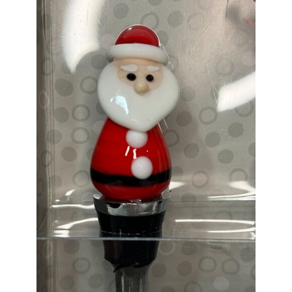 NWB Jolly Wine Bottle Stoppers Holiday Santa Snowman Handmade - Picture 2 of 7